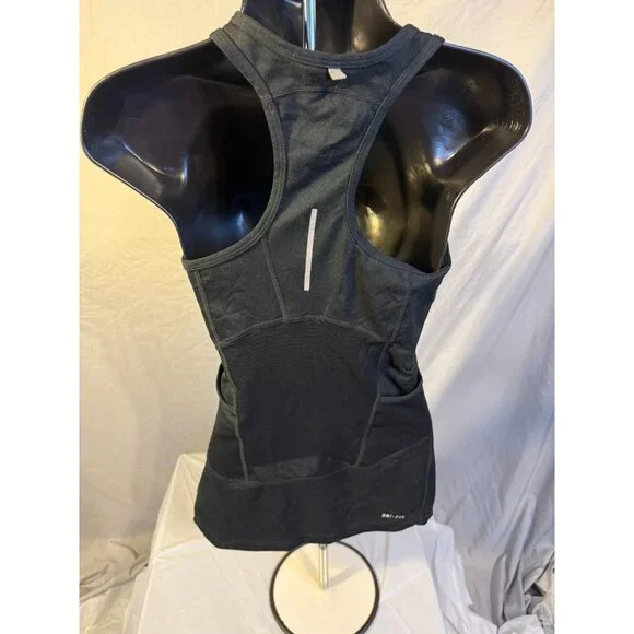 Nike Black Dri-Fit Black Racerback Tank Top Shirt Womens Small S Long Length - Picture 3 of 3